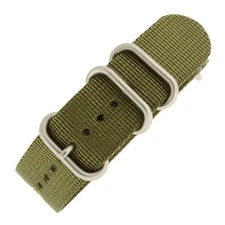 Watch Band Nylon One Piece Military Sport Olive Green Stainless Buckle 18mm -22m
