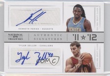 2012 Panini National Treasures Silver 14/49 Kenneth Faried Tyler Zeller Auto 3z3