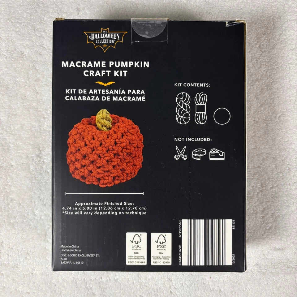 Kit Artigianale Zucca Macramè La Collezione Halloween Fa 1 Zucca Età 14+ Nuovo - Immagine 2 di 4