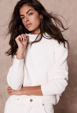 Image of Mint Velvet white whipstitch raglan jumper size M RRP £105