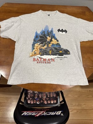 Vintage 92 BATMAN RETURNS Promotional Movie heather gray tee SSI tag Size XL