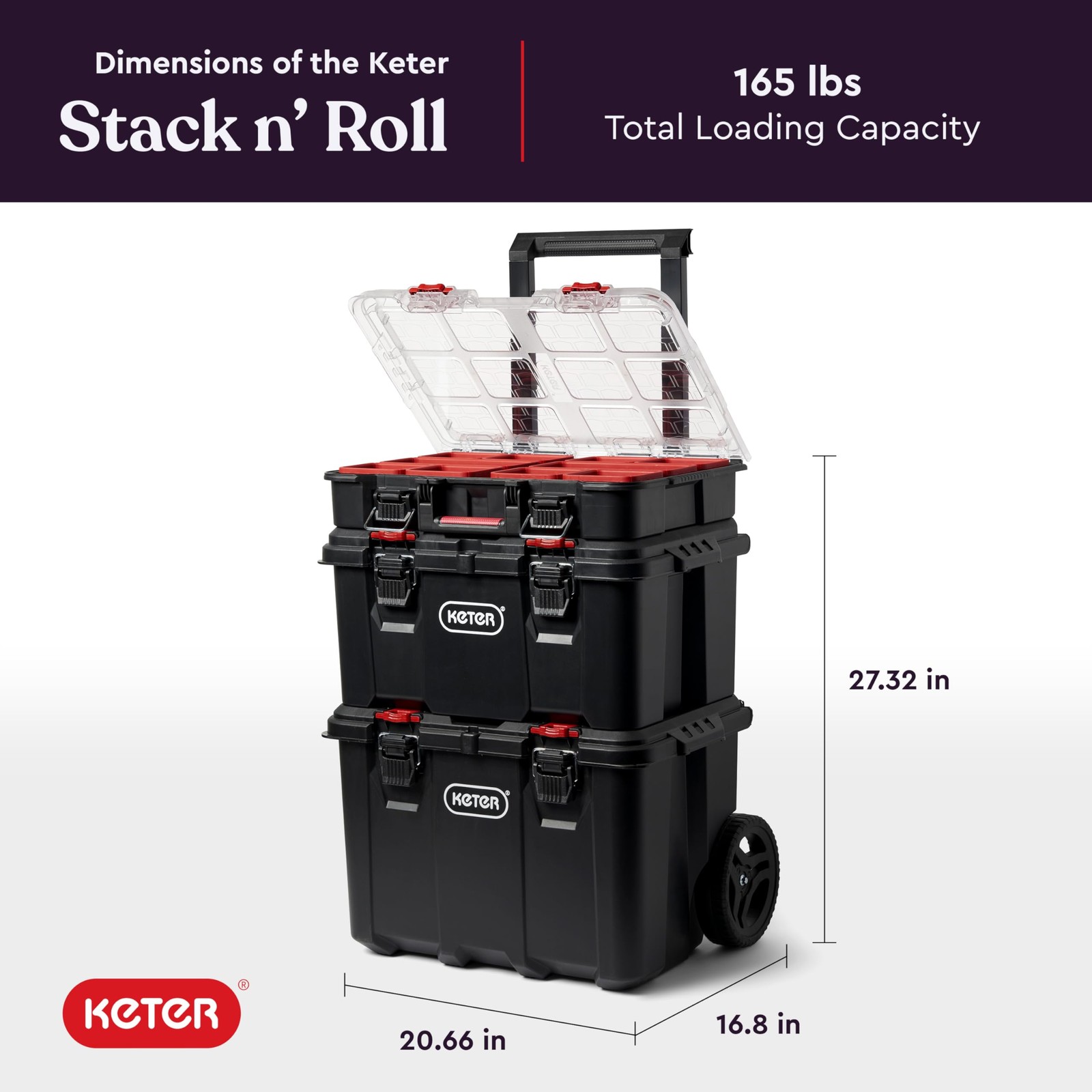 Stack-n-Roll Modular Tools Organizer for Garage Storage and DIY, 3 Piece Resin