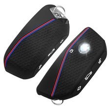 QBUC 2PCS for BMW Key Fob Cover, Soft Silicone Case 2024 Black