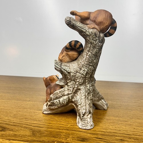 Homco Masterpiece Porcelain Raccoon Figurine Tree Decor Vintage 1978 - Picture 8 of 10