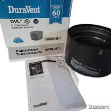 DuraVent DVL Double Wall Vent Section As Stovetop Adapter 6" Black (Open Box)