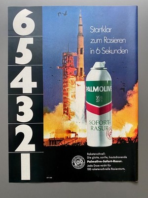 Palmolive Sofort-Rasur Countdown Raketenstart 1969 Vintage Ad Werbung Reklame