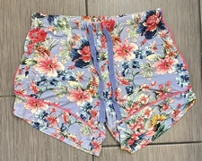 Posh Peanut Women’s Purple Floral Drawstring Sleep Shorts Size XS Bamboo