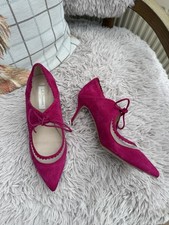 Lk Bennett Fuschia Pink Suede Betty Dolly Shoes Heels Size 5 £325 Summer Races