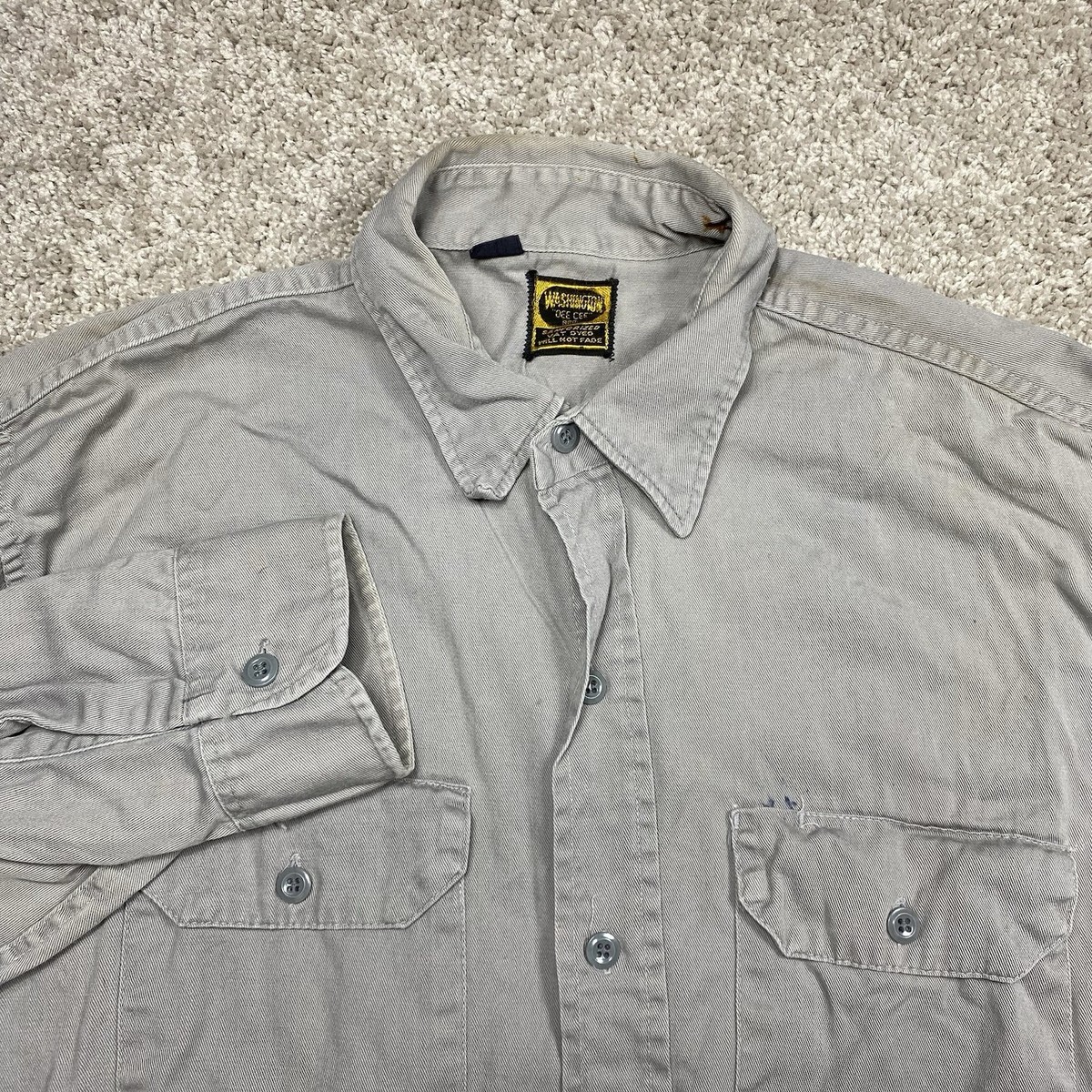 SILVER STER コットンギャバシャツ 50’S ビンテージ Vintage 50s Washington Dee Cee Sanforized Twill Work Shirt Gray 16