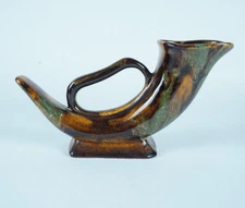 Vintage Dryden Pottery Horn Vase 8.5" Mid Century Modern MCM Hot Springs Signed