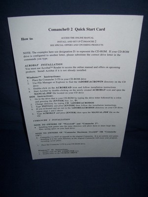 Comanche 2 PC CD-Rom Quick Start Guide NovaLogic 1996 Used