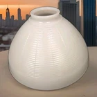 Vertical Ribbed Milk Glass Diffuser Floor Table Lamp Torchiere 5.5"H-10"W-2.75F