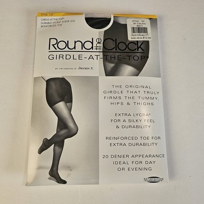 Round the Clock Silky Lycra Girdle at the Top Style 137 Black Size D Sheer