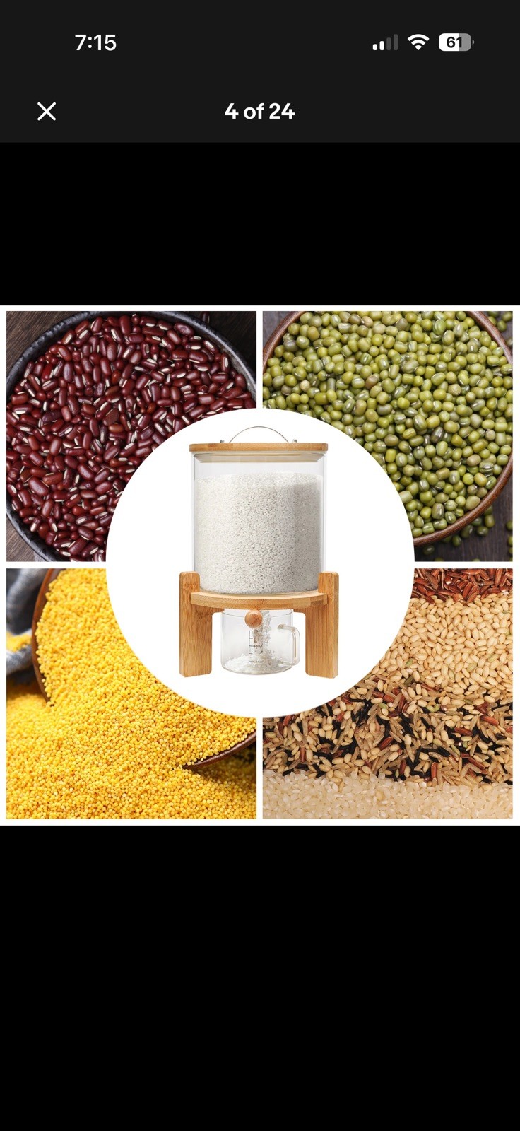 5L Rice Dispenser Storage 10Grain Bottle Cereal Dry Food Gla
