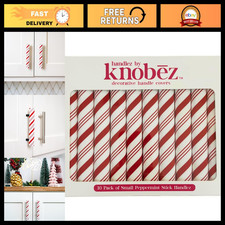 10-Pack Small Knob Covers - Festive Peppermint Stick Holiday Decor