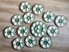 FRENCH MAJOLICA OYSTERS PLATES LONGCHAMP