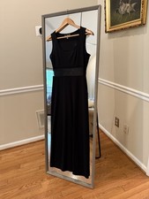 Vtg 90s Kenar Studio Black VCutout Leaf Maxi Dress Sz 6 M