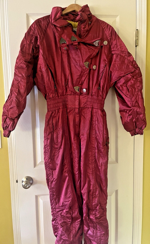 VTG KAELIN SKIING FITNESS SKI SUIT ONE-PIECE INSULATED MAGENTA RETRO 80s SZ 10