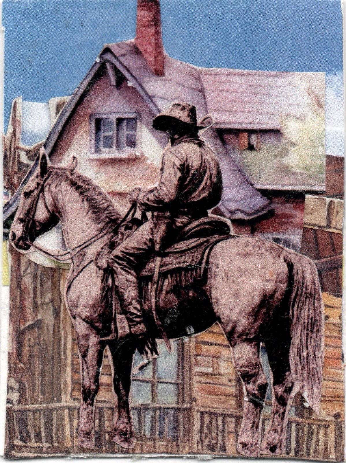 ACEO Original Art Collage, ATC Handmade, Frontier Echoes #35 6/7 by Tehillah