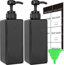 Black Soap Dispenser with Waterproof Labels, Thickened Plastic Hand Soap Dispens