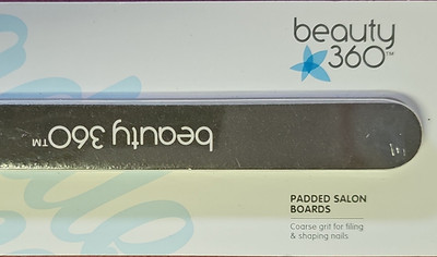beauty 360 Padded Coarse Grit Nail File Black Salon Boards 2-Pack