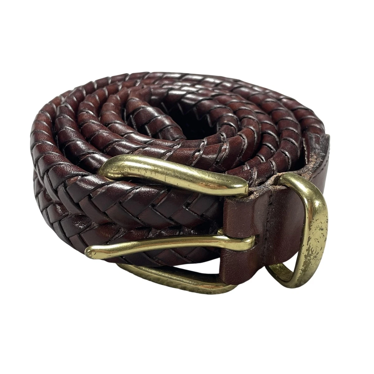 Coach Wide Woven Braided Belt Round Brass Buckle Style 8541 Dark Brown Large Diagonal Braided Leather Belt For Men | J.Crew main image 3