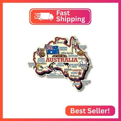 Australia Jumbo Country Map Magnet by Classic Magnets, 3D Rubber Vintage-Style C