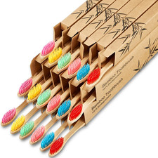 18 Pieces Bamboo Toothbrushes Tooth Brush Bamboo Toothbrushes with Nylon Bristle