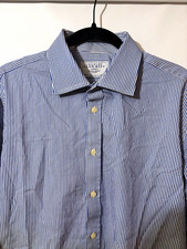 Charles Tyrwhitt Non-Iron Blue/White Striped Shirt 17.5 36 Classic Cotton