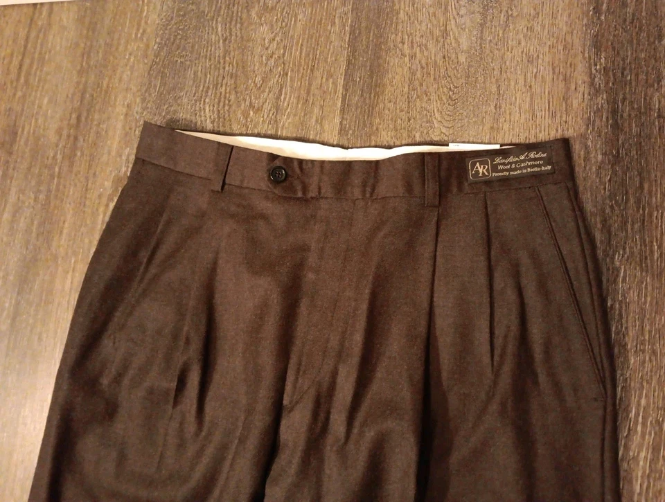 NEW Bill Blass Cambridge II AR Wool Cashmere Trouser Pants Brown. 92% Wool. NOS - Image 3 of 4