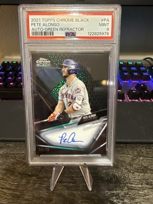 2021 Topps Chrome Black Pete Alonso Auto Green Refractor /99 PSA 9