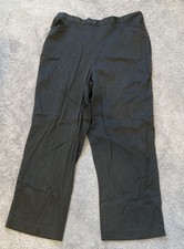 Women's Black Dress Pants Elastic Waist Solid Pockets Metal Detail Office Work