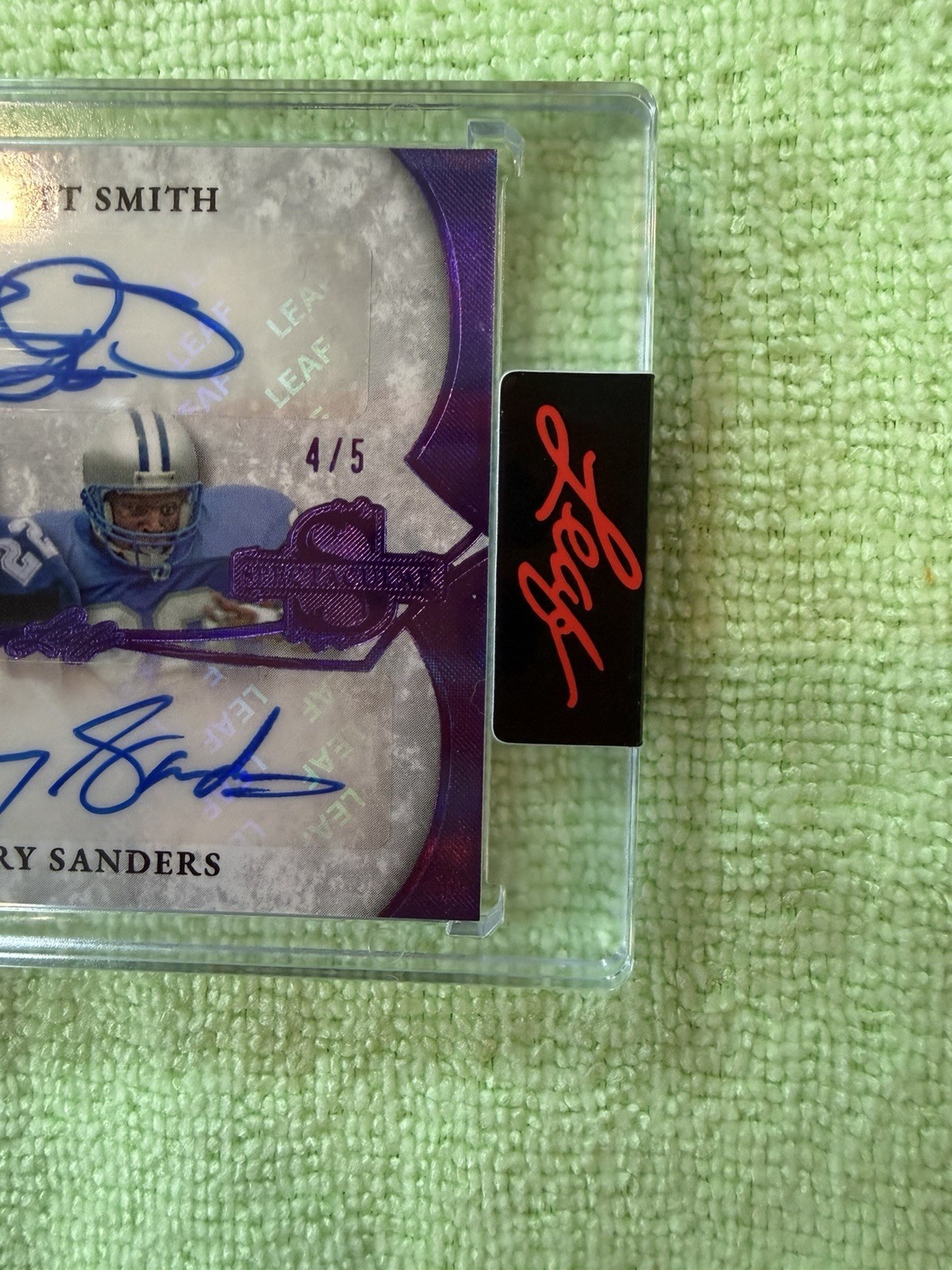 2026 Leaf Spectacular Smith Sanders Duel Auto & Games Used Patches #4/5 HOF RB view 4