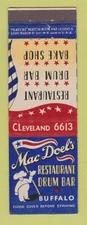 Matchbook Cover - Mac Doel's Restaurant Drum Bar Buffalo NY feature