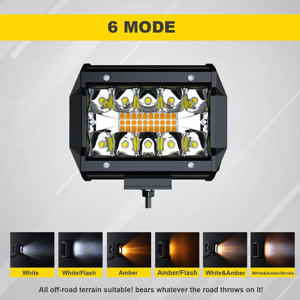 4x 4 pulgadas ámbar LED luz de trabajo luz estroboscópica luces antiniebla inversas para ATV UTV SUV Foto 3 de 4