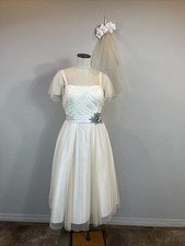 50s Short Wedding Dress Veil Sheer Jacket Ivory Westside Story Romeo Juliet