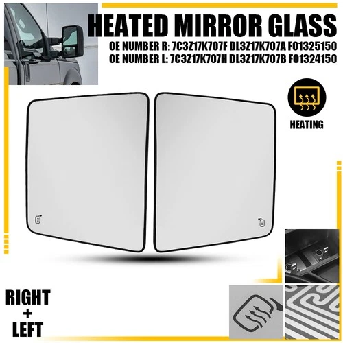 For 2008-2016 Super Duty F250 350 450 2X Towing Mirror Glass Heated Upper LH+RH