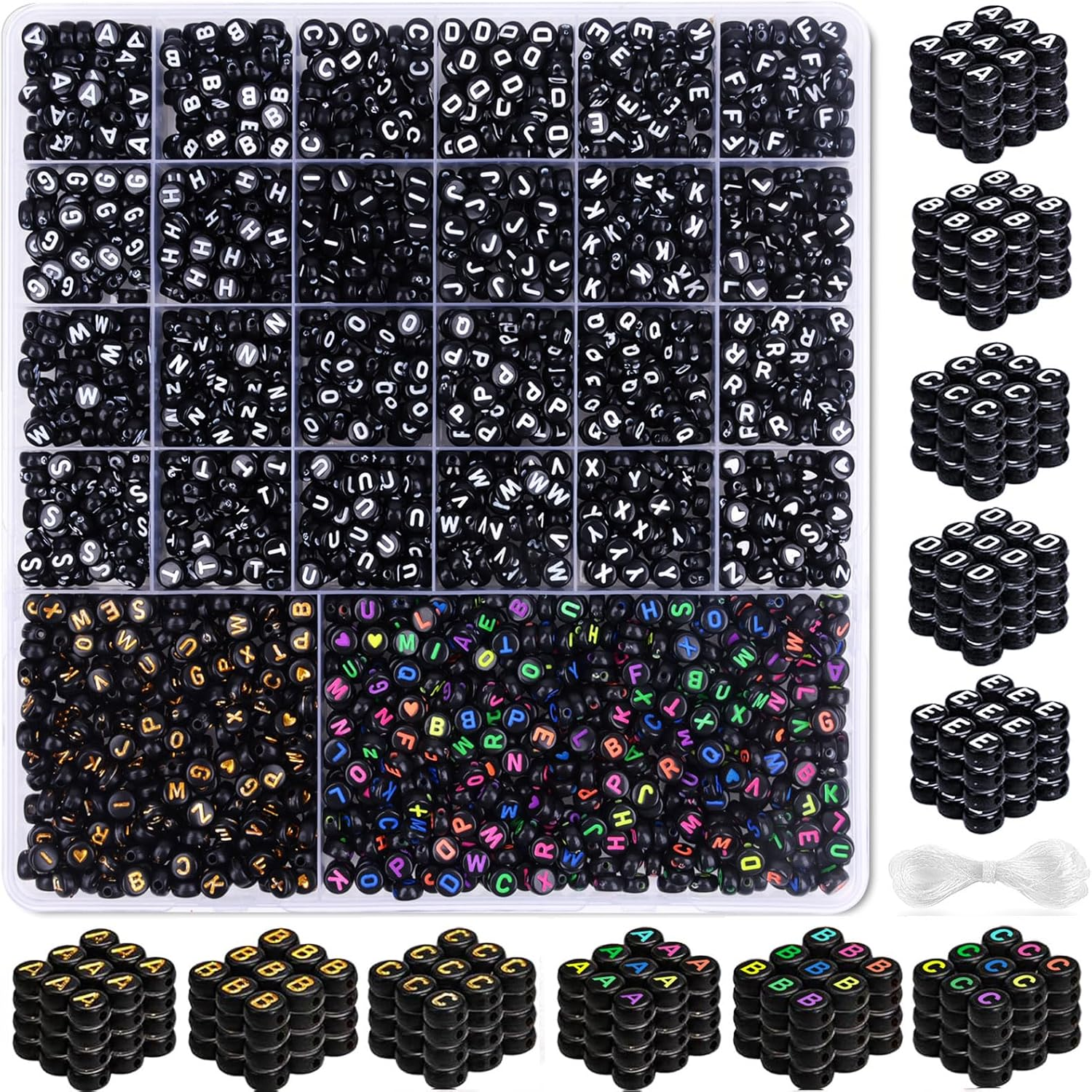 2080PCS 3-Color A-Z Letter Beads for Jewelry Making and Friendship Bracelets
