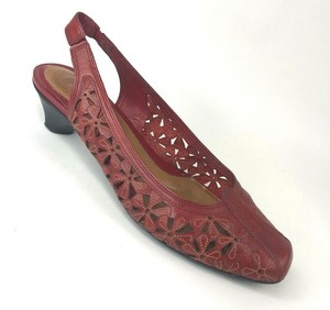 red low heel slingback shoes