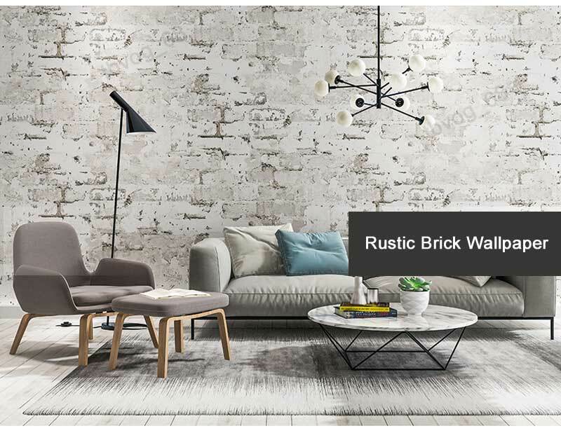 10M Textured Grey Brick Wallpaper 3D Modern Rustic Washed Grey