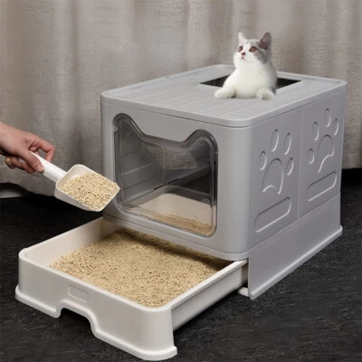 BINGOPAW XXL Large Cat Litter Box No Smell Pet Toilet Box Self-Cleaning with Tray & Scoop