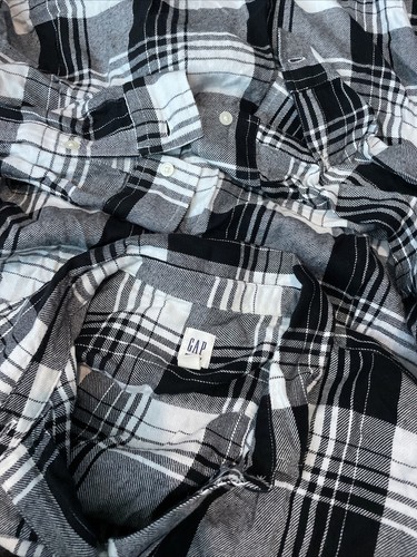 Womens Gap Maternity Large Black Mix Check Long Sleeve Thin Flannel Blouse Shirt - Picture 4 of 7