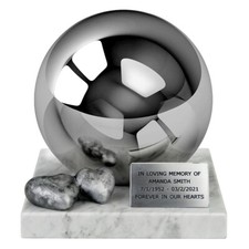 One-of-a-kind premium Adult Cremation Urn for Ashes, Stainless Steel Sphere Urn