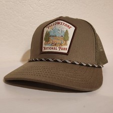 Yellowstone National Park Hat Cap Trucker Mad Engine Rope Snapback Green Patch