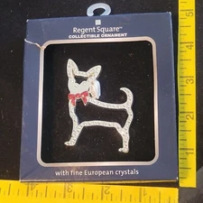 Christmas 2016 Regent Square Dog Ornament with fine European Crystals orig box