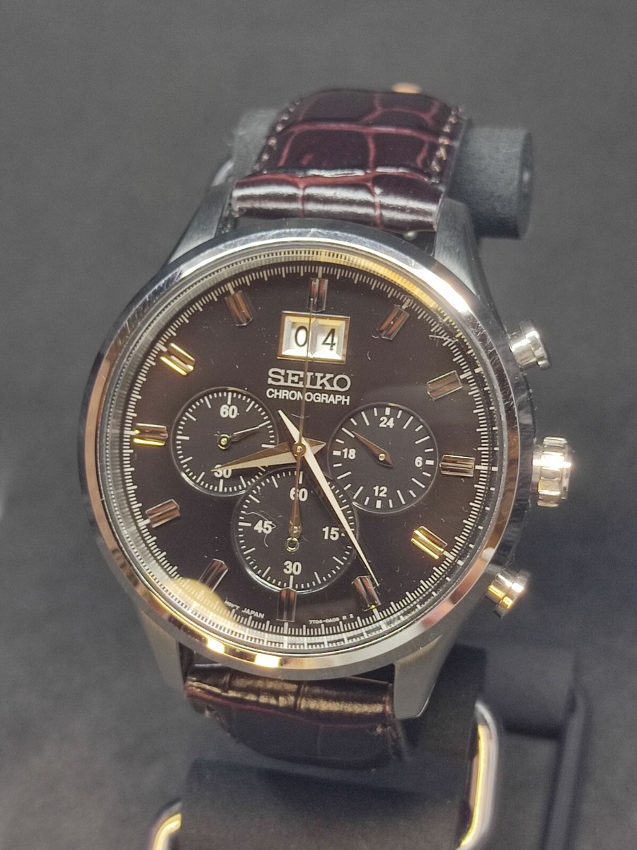 Good condition Seiko Chronograph Men's Big Date 7T04-0AE0 Quartz