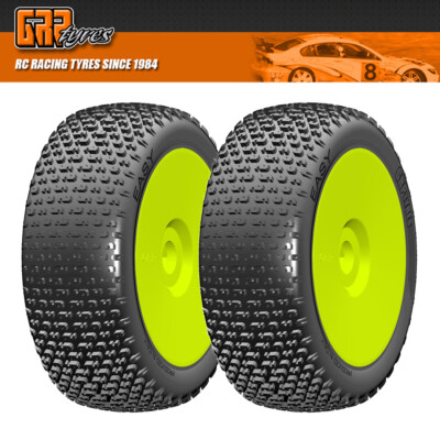 NEW GRP 1:8 Buggy EASY B Medium Mounted Tires with Yellow Wheel (2) : F/R