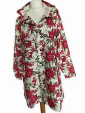 Masai Multicoloured Floral Hooded Raincoat Mac With Pockets Xs Pb12 Nwot