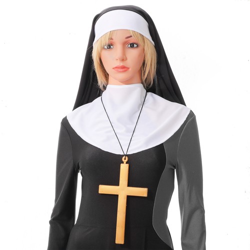 Cotton Scarf Performance Suit Priest_Cross Headdress Nun Tube Stockings Gloves - Picture 5 of 27