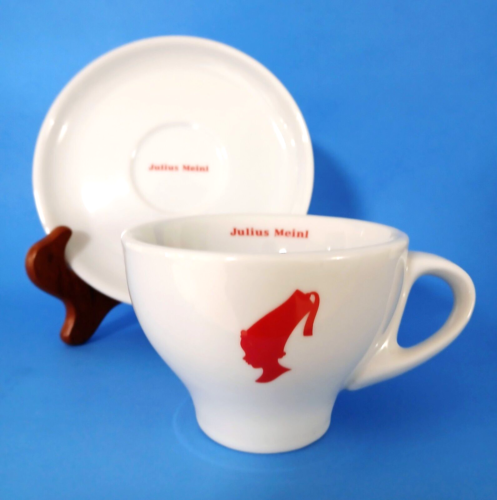 Julius Meinl Coffee Cup & Saucer Latte White Porcelain Red Logo
